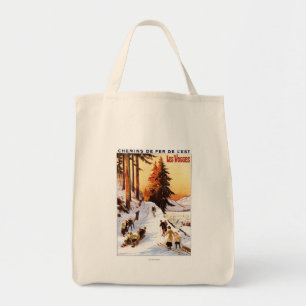 Bolsa Tote Sledding e esquiar no poster de Vosges