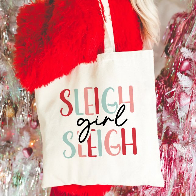Bolsa Tote Sleigh Girl Sleigh | Feliz Natal Festivo (Criador carregado)