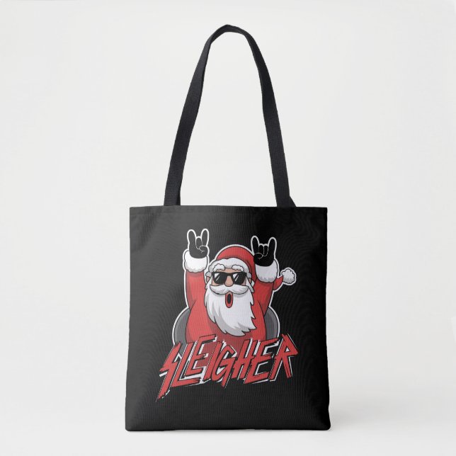 Bolsa Tote Sleigher Santa Claus Metal Christmas Funny Hail  (Frente)