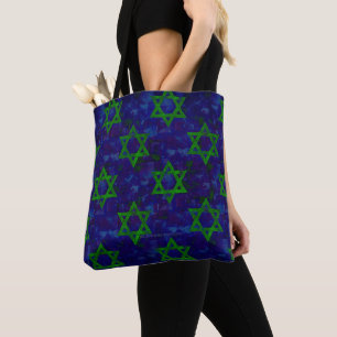 Bolsa Tote SlipperyJoe's Hanukkah fileiras verdes Estrelas de