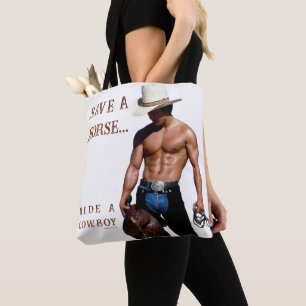 Bolsa Tote SlipperyJoe's Salve a cavalo Ride A Cowboy hat mus