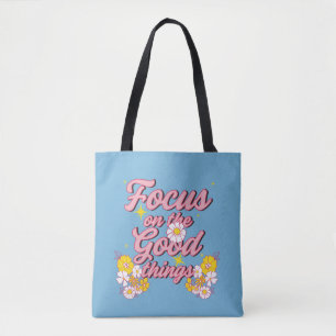 Bolsa Tote Slogan da Nature Soul   Foco nas coisas boas