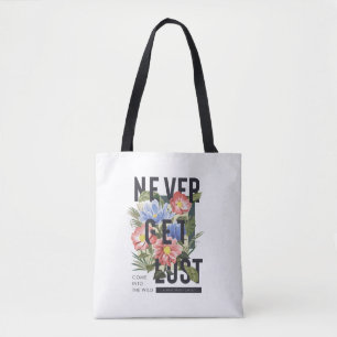 Bolsa Tote Slogan Floral Nunca Perdido