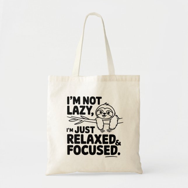Bolsa Tote Sloth, eu não sou preguiçoso (Frente)