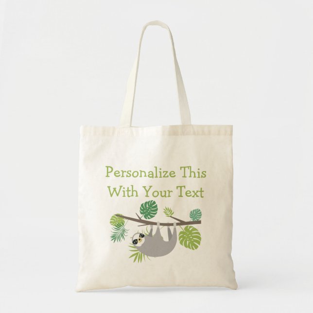 Bolsa Tote Sloth Personalizada de Divertimento de Texto (Frente)