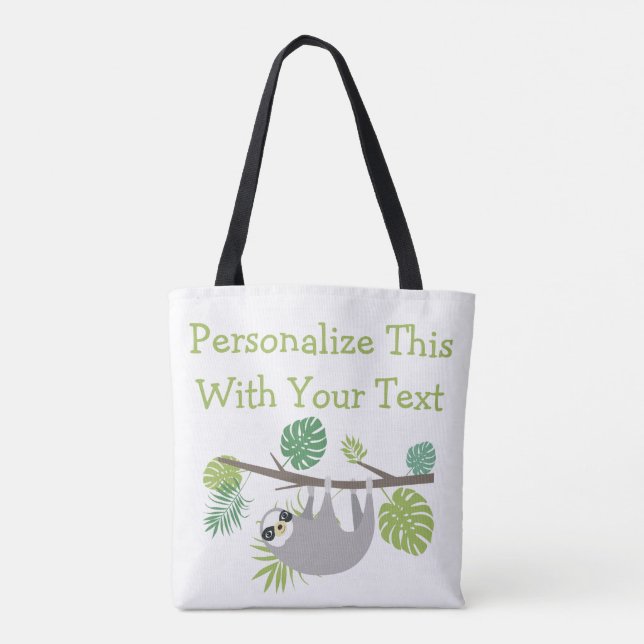 Bolsa Tote Sloth Personalizada de Divertimento de Texto (Verso)