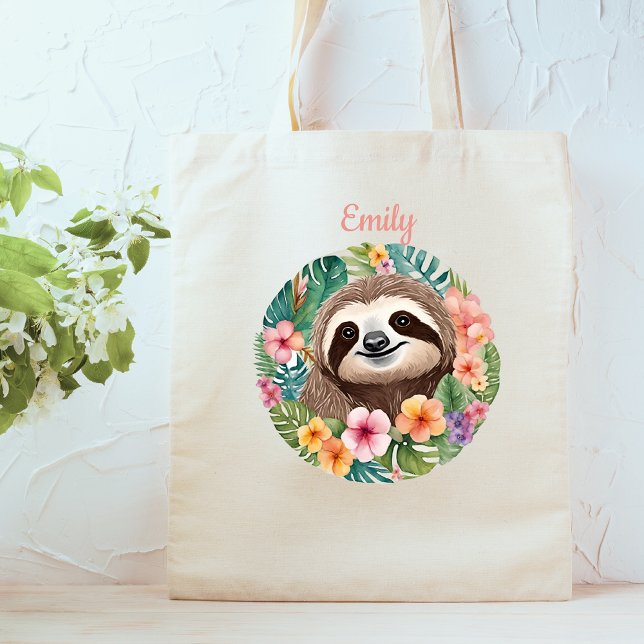 Bolsa Tote Sloth Tote Bag Floral (Criador carregado)