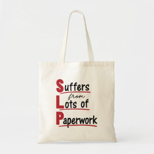 Bolsa Tote SLP sofre de muita terapia de fala em papelada