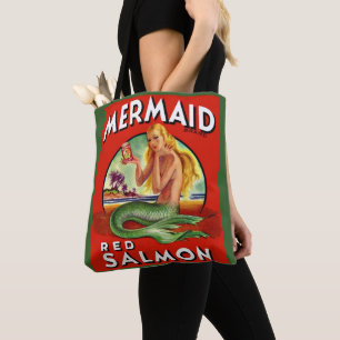Bolsa Tote Smermaid Salmon pode rotular impressão nos anos 40