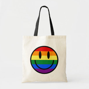 Bolsa Tote Smiley face arco-íris