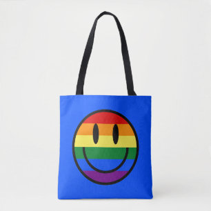 Bolsa Tote Smiley face arco-íris