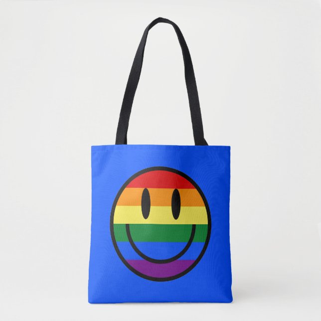 Bolsa Tote Smiley face arco-íris (Frente)