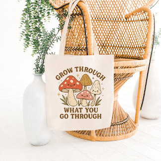 Bolsa Tote Smiling Mushrooms & Growth Quote Tote Bag