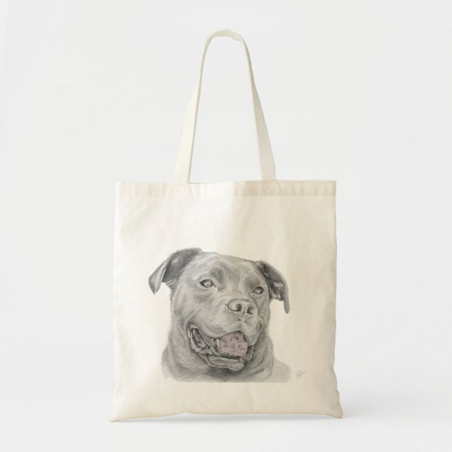 Bolsa Tote Smiling Pitbull Sketch Tote Bag (Frente)
