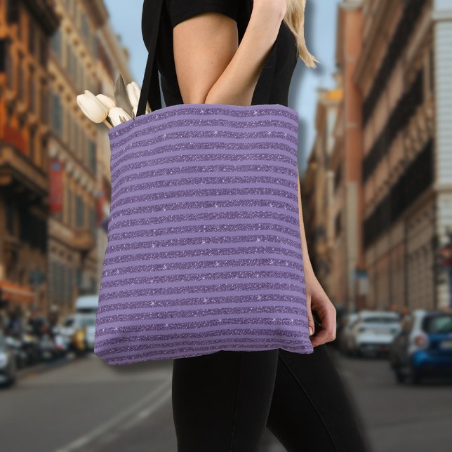 Bolsa Tote Smoky Plum Glitter Style Horizontal Stripes (Criador carregado)