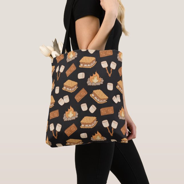 Bolsa Tote S'mores Antigo Acampamento Marshmallow Fogueira Ac (Close Up)