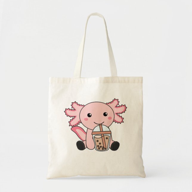Bolsa Tote Snaxolotl Axolotl Bubble Tea Amadurece Animais Doe (Frente)