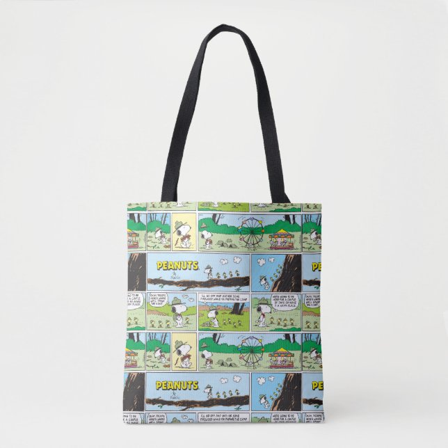 Bolsa Tote Snoopy e Amigos | Ir acampar (Frente)