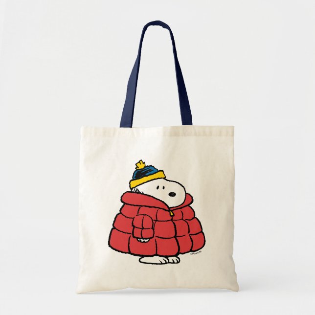 Bolsa Tote Snoopy Winter in Puffer Coat Tote Bag (Frente)