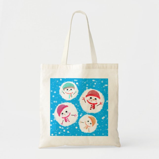 Bolsa Tote Snowball e Snowman Blue (Frente)