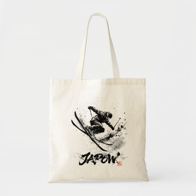 Bolsa Tote Snowboard Brush Art - Skier Slush Powder (Frente)