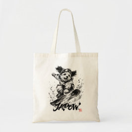 Bolsa Tote Snowboard Brush Art - Snowboarder Dog