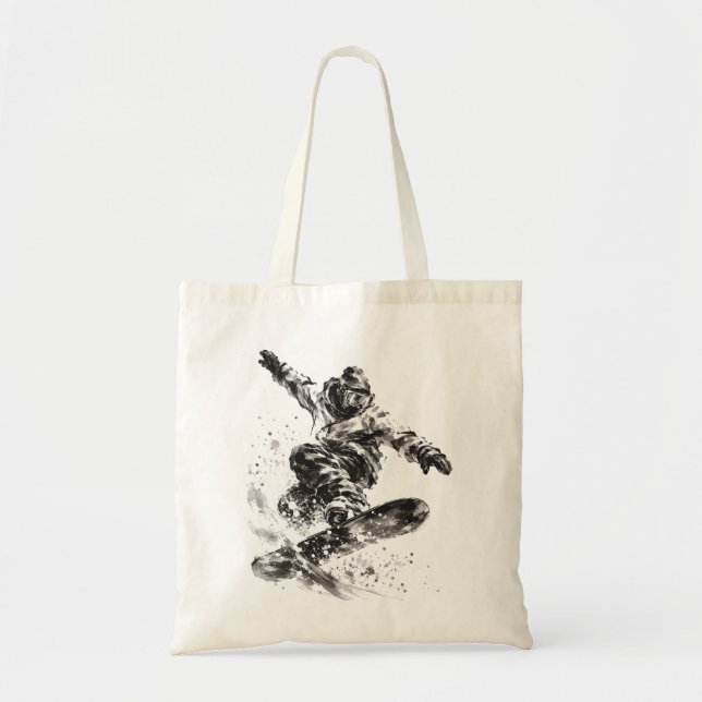 Bolsa Tote Snowboard Brush Art - Snowboarder Light - No Logo (Frente)