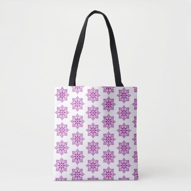 Bolsa Tote Snowflake Plaid Pattern Pink Holiday (Frente)