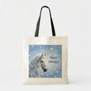 Bolsa Tote Snowflakes Horse Holiday Christmas Tote Bag