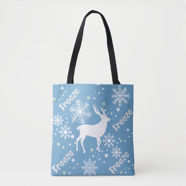 Bolsa Tote Snowflakes rener (Frente)