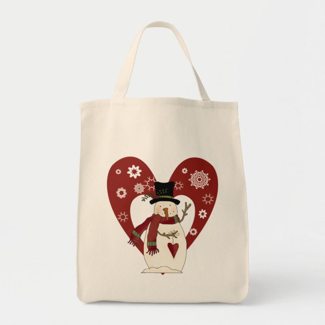 Bolsa Tote Snowman ama t-shirts e presentes na neve (Frente)