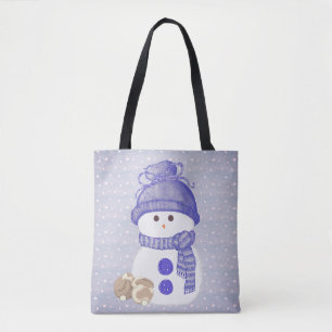 Bolsa Tote Snowman com Bunnies Dormindo