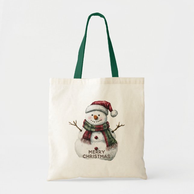 Bolsa Tote Snowman de Natal (Frente)
