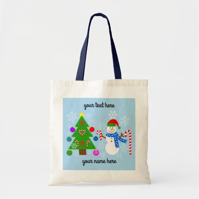 Bolsa Tote Snowman e Árvore de Natal #2 Toalha (Frente)