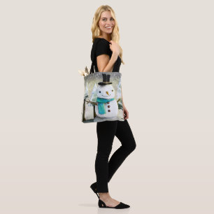 Bolsa Tote Snowman em cena de inverno