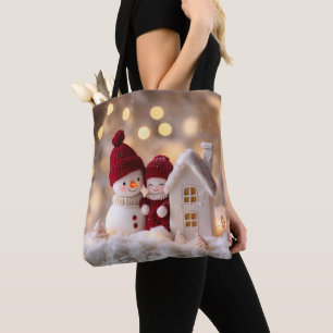Bolsa Tote Snowman Frosty Siblings Winter Joy