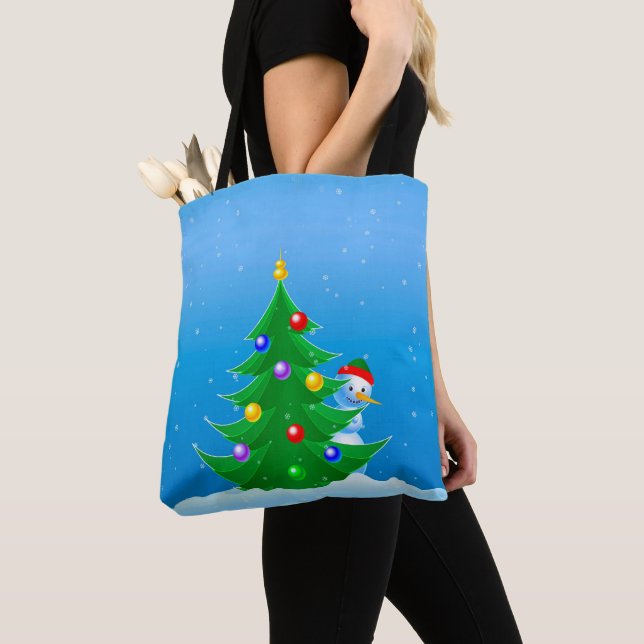Bolsa Tote Snowman Peeking (Close Up)
