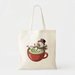 Bolsa Tote Snowman sobre Matcha Bathub Feliz Natal