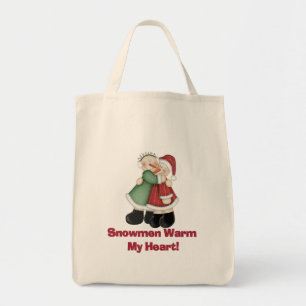 Bolsa Tote Snowmen Aquece Minhas camisetas e presentes