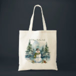 Bolsa Tote Snowmen Pine Wood Winter Christmas<br><div class="desc">Neve em madeira de pínus na planície do inverno.</div>