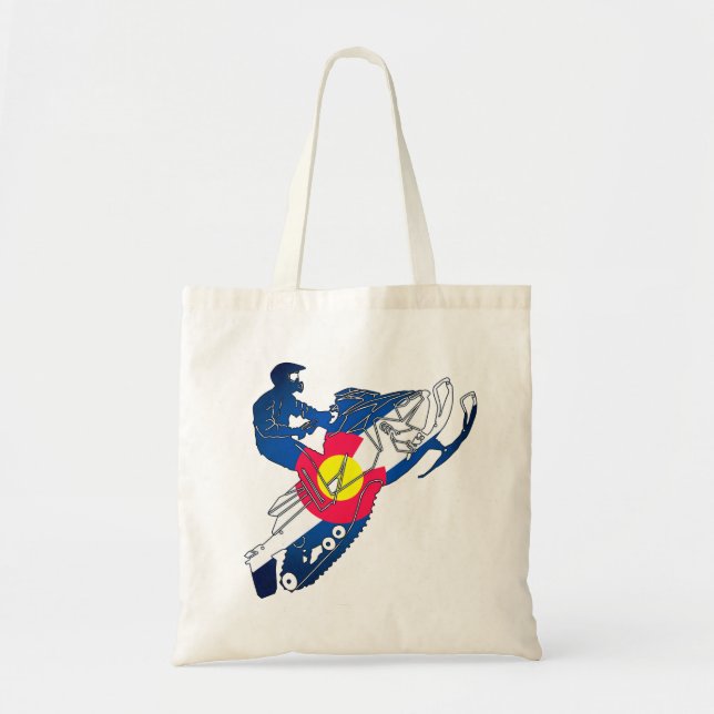 Bolsa Tote Snowmobile tosbag do Colorado flag (Frente)