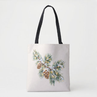 Bolsa Tote Snowy Pine Branch
