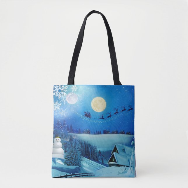 Bolsa Tote Snowy Winter Holiday Fantasy (Frente)