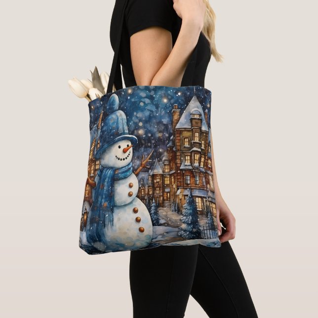 Bolsa Tote Snowy Winter Town Wonderland (Close Up)