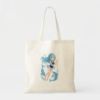 Bolsa Tote Snuggle Pup Kawaii dolphin girl tote bag