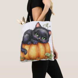 Bolsa Tote Só andando por aí, Gatinho Descansado Em Pumpkin