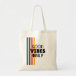 Bolsa Tote 'Só Boas Vibrações' Listras Retrô Minimalista