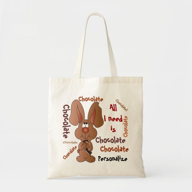 Bolsa Tote Só preciso de um coelhinho de chocolate (Frente)
