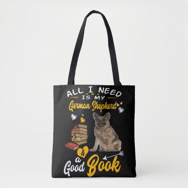 Bolsa Tote Só Preciso Do Meu German shepherd E De Um Bom Livr (Frente)