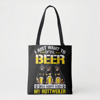 Bolsa Tote só quero beber cerveja e pendurar com o meu cachor